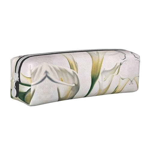 Hgbbdyyjj Federmäppchen aus PVC-Leder mit Blumenmuster, bedruckter Reißverschluss-Organizer für Stifte und kleine Gegenstände, weiß, Einheitsgröße, Taschen-Organizer von Hgbbdyyjj