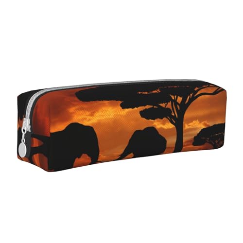Hgbbdyyjj Federmäppchen aus PVC-Leder mit Elefantenmuster – bedruckter Reißverschluss-Organizer für Stifte und kleine Gegenstände, weiß, Einheitsgröße, Taschen-Organizer von Hgbbdyyjj