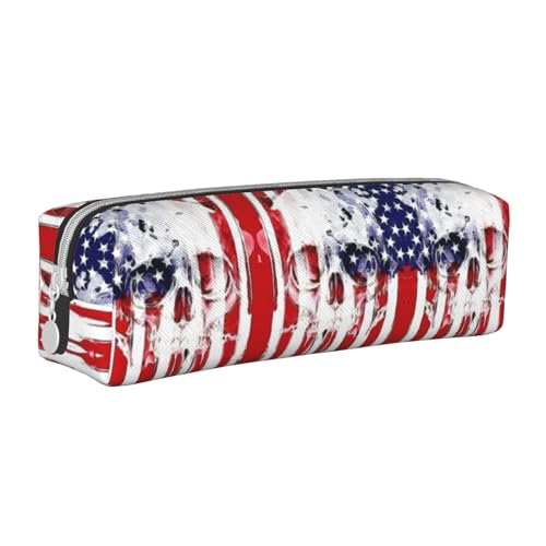 Hgbbdyyjj Federmäppchen aus PVC-Leder mit Flaggenschädel – bedruckter Reißverschluss-Organizer für Stifte und kleine Gegenstände, weiß, Einheitsgröße, Taschen-Organizer von Hgbbdyyjj