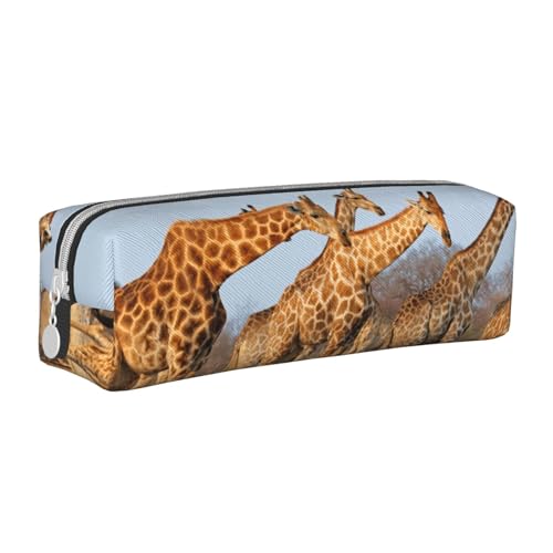 Hgbbdyyjj Federmäppchen aus PVC-Leder mit Giraffen-Familie – bedruckter Reißverschluss-Organizer für Stifte und kleine Gegenstände, weiß, Einheitsgröße, Taschen-Organizer von Hgbbdyyjj