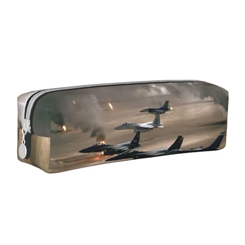 Hgbbdyyjj Federmäppchen aus PVC-Leder mit Kriegsflugzeug – bedruckter Reißverschluss-Organizer für Stifte und kleine Gegenstände, weiß, Einheitsgröße, Taschen-Organizer von Hgbbdyyjj