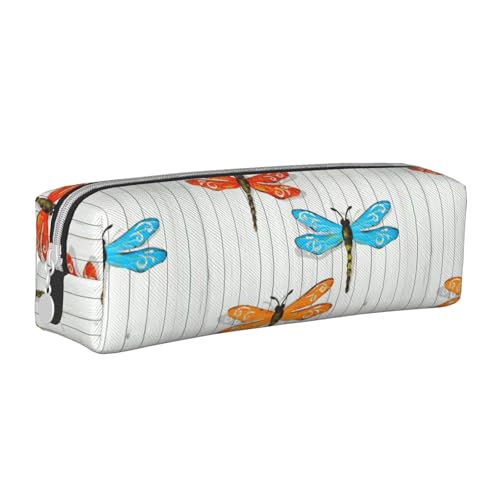 Hgbbdyyjj Federmäppchen aus PVC-Leder mit Libellenzaun, bedruckter Reißverschluss-Organizer für Stifte und kleine Gegenstände, weiß, Einheitsgröße, Taschen-Organizer von Hgbbdyyjj