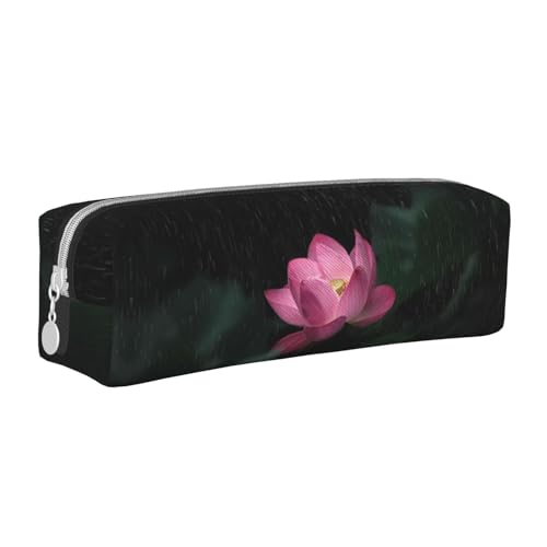 Hgbbdyyjj Federmäppchen aus PVC-Leder mit Lotusblüte – bedruckter Reißverschluss-Organizer für Stifte und kleine Gegenstände, weiß, Einheitsgröße, Taschen-Organizer von Hgbbdyyjj