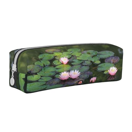 Hgbbdyyjj Federmäppchen aus PVC-Leder mit Lotusblüte – bedruckter Reißverschluss-Organizer für Stifte und kleine Gegenstände, weiß, Einheitsgröße, Taschen-Organizer von Hgbbdyyjj