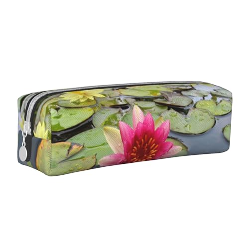 Hgbbdyyjj Federmäppchen aus PVC-Leder mit Lotusblüte – bedruckter Reißverschluss-Organizer für Stifte und kleine Gegenstände, weiß, Einheitsgröße, Taschen-Organizer von Hgbbdyyjj