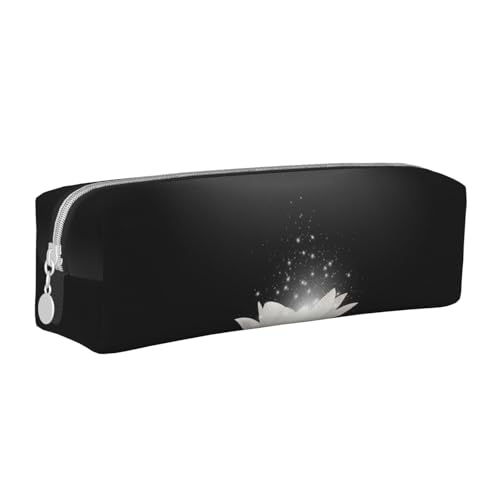 Hgbbdyyjj Federmäppchen aus PVC-Leder mit Lotusblüte – bedruckter Reißverschluss-Organizer für Stifte und kleine Gegenstände, weiß, Einheitsgröße, Taschen-Organizer von Hgbbdyyjj