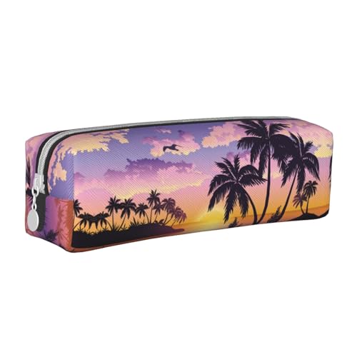 Hgbbdyyjj Federmäppchen aus PVC-Leder mit Palmenmuster – bedruckter Reißverschluss-Organizer für Stifte und kleine Gegenstände, weiß, Einheitsgröße, Taschen-Organizer von Hgbbdyyjj