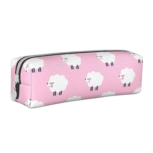 Hgbbdyyjj Federmäppchen aus PVC-Leder mit Schaf-Motiv, bedruckter Reißverschluss-Organizer für Stifte und kleine Gegenstände, weiß, Einheitsgröße, Taschen-Organizer von Hgbbdyyjj