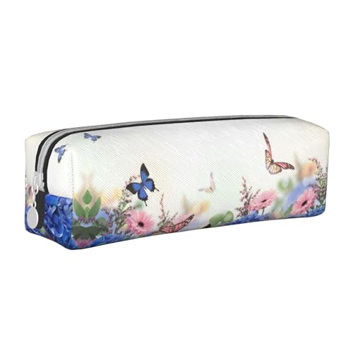 Hgbbdyyjj Federmäppchen aus PVC-Leder mit Schmetterlingsmotiv – bedruckter Reißverschluss-Organizer für Stifte und kleine Gegenstände, weiß, Einheitsgröße, Taschen-Organizer von Hgbbdyyjj