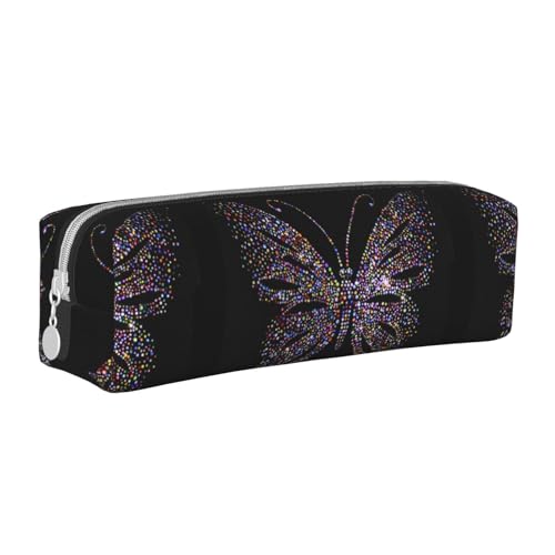 Hgbbdyyjj Federmäppchen aus PVC-Leder mit Schmetterlingsmotiv – bedruckter Reißverschluss-Organizer für Stifte und kleine Gegenstände, weiß, Einheitsgröße, Taschen-Organizer von Hgbbdyyjj