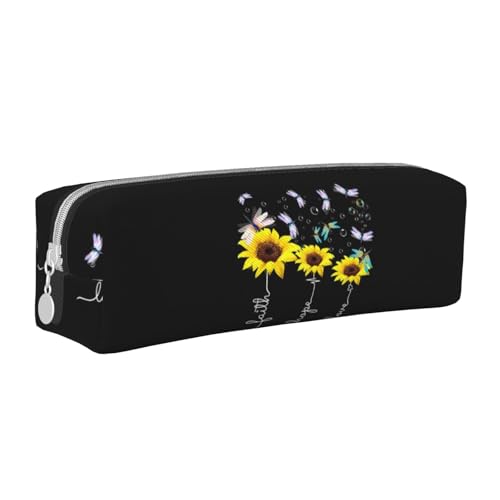 Hgbbdyyjj Federmäppchen aus PVC-Leder mit Sonnenblumen-Motiv, bedruckter Reißverschluss-Organizer für Stifte und kleine Gegenstände, weiß, Einheitsgröße, Taschen-Organizer von Hgbbdyyjj
