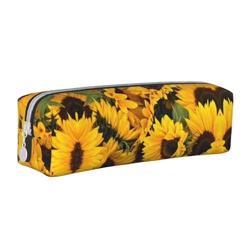 Hgbbdyyjj Federmäppchen aus PVC-Leder mit Sonnenblumen-Motiv, bedruckter Reißverschluss-Organizer für Stifte und kleine Gegenstände, weiß, Einheitsgröße, Taschen-Organizer von Hgbbdyyjj