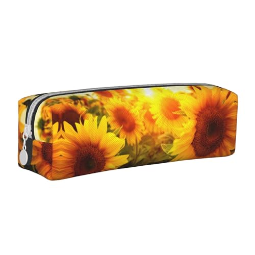 Hgbbdyyjj Federmäppchen aus PVC-Leder mit Sonnenblumen-Motiv, bedruckter Reißverschluss-Organizer für Stifte und kleine Gegenstände, weiß, Einheitsgröße, Taschen-Organizer von Hgbbdyyjj