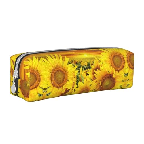 Hgbbdyyjj Federmäppchen aus PVC-Leder mit Sonnenblumenmuster, bedruckter Reißverschluss-Organizer für Stifte und kleine Gegenstände, weiß, Einheitsgröße, Taschen-Organizer von Hgbbdyyjj