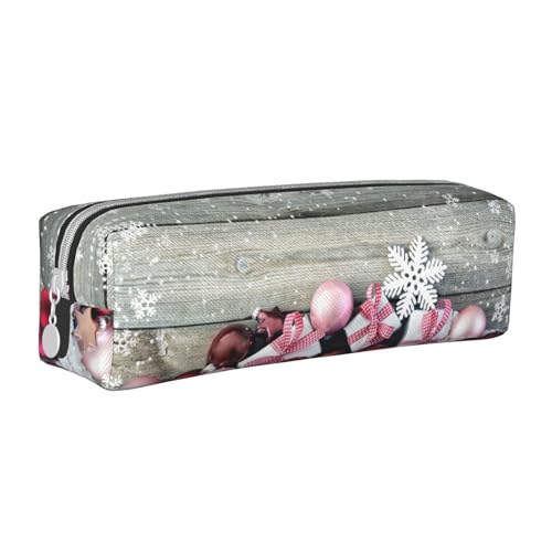 Hgbbdyyjj Federmäppchen aus PVC-Leder mit Weihnachtsverzierung, bedruckter Reißverschluss-Organizer für Stifte und kleine Gegenstände, weiß, Einheitsgröße, Taschen-Organizer von Hgbbdyyjj