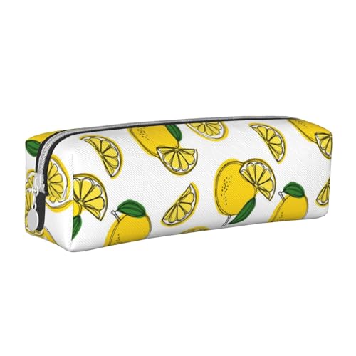 Hgbbdyyjj Federmäppchen aus PVC-Leder mit Zitronenfrucht-Muster, bedruckter Reißverschluss-Organizer für Stifte und kleine Gegenstände, weiß, Einheitsgröße, Taschen-Organizer von Hgbbdyyjj