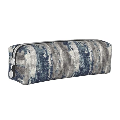 Hgbbdyyjj Federmäppchen aus PVC-Leder mit abstraktem Muster, mit Reißverschluss, Organizer für Stifte und kleine Gegenstände, Blau, weiß, Einheitsgröße, Taschen-Organizer von Hgbbdyyjj