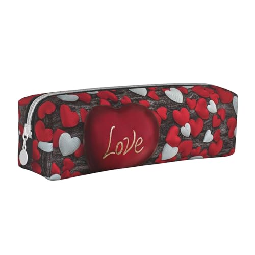 Hgbbdyyjj Federmäppchen aus PVC-Leder zum Valentinstag – bedruckter Reißverschluss-Organizer für Stifte und kleine Gegenstände, weiß, Einheitsgröße, Taschen-Organizer von Hgbbdyyjj