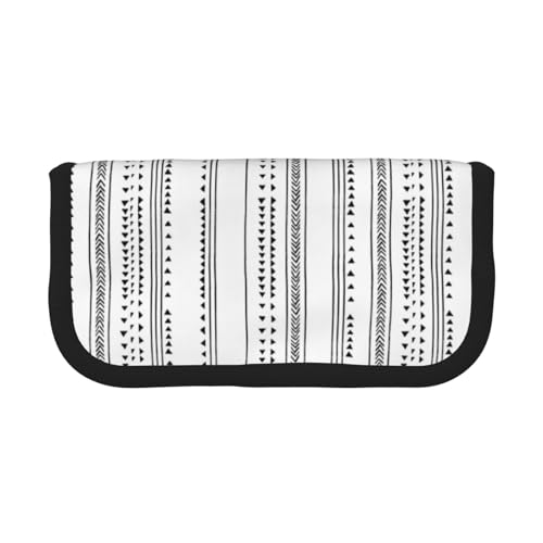 Hgbbdyyjj Federmäppchen aus Segeltuch mit dreieckigen Streifen, extra groß, mit doppeltem Reißverschluss, Make-up- und Schreibwaren-Organizer-Tasche, Schwarz , Einheitsgröße, Taschen-Organizer von Hgbbdyyjj