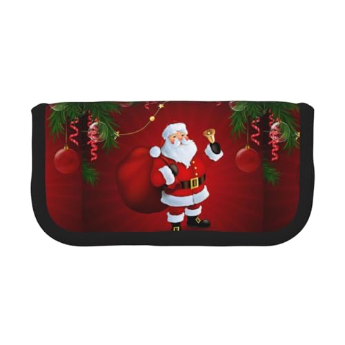 Hgbbdyyjj Federmäppchen aus Segeltuch mit niedlichem Weihnachtsmann, extra groß, mit doppeltem Reißverschluss, Make-up- und Schreibwaren-Organizer-Tasche, Schwarz , Einheitsgröße, Taschen-Organizer von Hgbbdyyjj