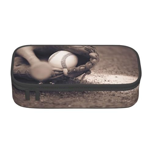 Hgbbdyyjj Federmäppchen mit Baseball- und Handschuhen, personalisierbar, großes Fassungsvermögen, multifunktionales Schreibwaren-Feder, Schwarz , Einheitsgröße, Taschen-Organizer von Hgbbdyyjj