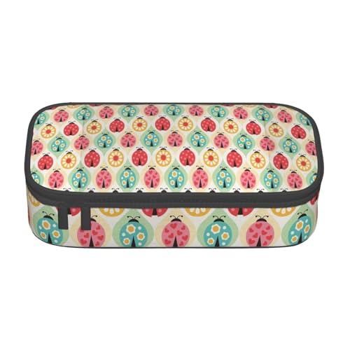 Hgbbdyyjj Federmäppchen mit Marienkäfer-Design, personalisierbar, großes Fassungsvermögen, multifunktionales Schreibwaren-Federmäppchen, Schwarz , Einheitsgröße, Taschen-Organizer von Hgbbdyyjj