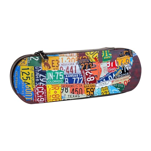 Hgbbdyyjj Federmäppchen mit Nummernschildkarte, personalisierbar, bedruckt, multifunktional, wasserdicht, Kosmetiktasche mit Klappen-Design, Schwarz , Einheitsgröße, Taschen-Organizer von Hgbbdyyjj