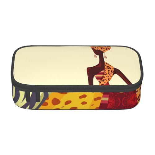 Hgbbdyyjj Federmäppchen mit traditionellem afrikanischem Mädchen, personalisierbar, großes Fassungsvermögen, multifunktionales Schreibwaren-Federmäppchen, Schwarz , Einheitsgröße, Taschen-Organizer von Hgbbdyyjj