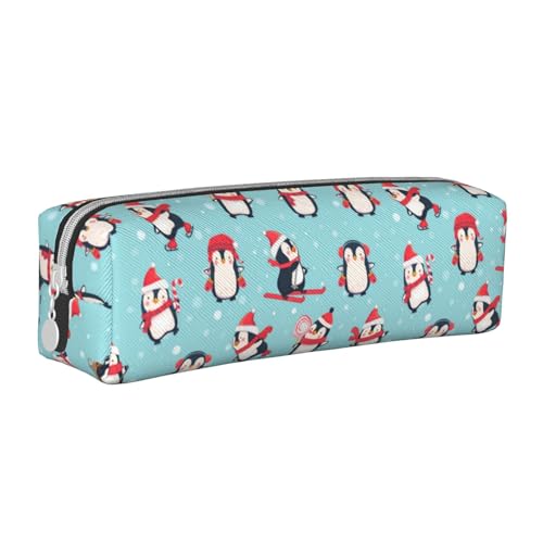 Hgbbdyyjj Federmäppchen mit weihnachtlichem Pinguin-Muster, PVC-Leder – bedruckter Reißverschluss-Organizer für Stifte und kleine Gegenstände, weiß, Einheitsgröße, Taschen-Organizer von Hgbbdyyjj