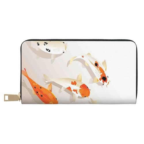 Hgbbdyyjj Fish Carps with Spots Premium Long Wallet for Men and Women - Zip Wallet in Pu Leather with 12 Card Slots and Coin Pocket von Hgbbdyyjj