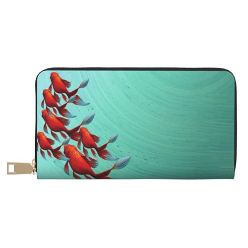 Hgbbdyyjj Fish Premium Long Wallet für Damen und Herren - Geldbörse mit Reißverschluss aus PU-Leder mit 12 Kartenfächern und Münzfach von Hgbbdyyjj