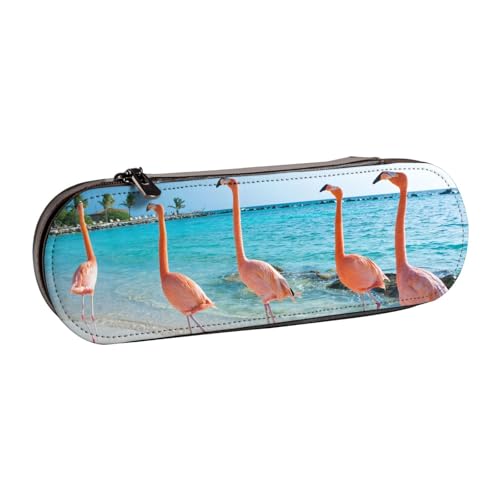 Hgbbdyyjj Flamingo On Beach personalisierbarer bedruckter multifunktionaler wasserdichter Stiftebeutel Kosmetiktasche mit Klappen-Design, Schwarz , Einheitsgröße, Taschen-Organizer von Hgbbdyyjj