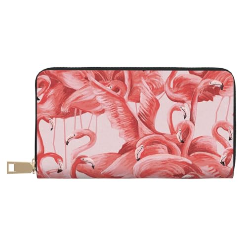 Hgbbdyyjj Flamingo Premium Long Wallet für Damen und Herren - Geldbörse mit Reißverschluss aus PU-Leder mit 12 Kartenfächern und Münzfach von Hgbbdyyjj