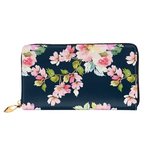 Hgbbdyyjj Floral Premium Long Wallet für Damen und Herren - Reißverschluss Geldbörse aus PU-Leder mit 12 Kartenfächern und Münzfach von Hgbbdyyjj