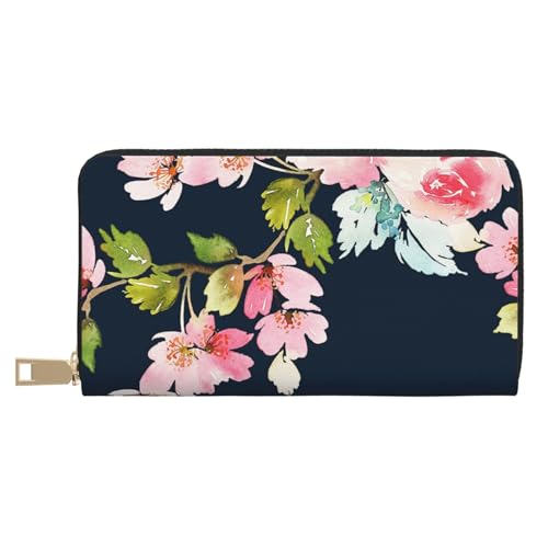Hgbbdyyjj Floral Premium Long Wallet für Damen und Herren - Reißverschluss Geldbörse aus PU-Leder mit 12 Kartenfächern und Münzfach von Hgbbdyyjj