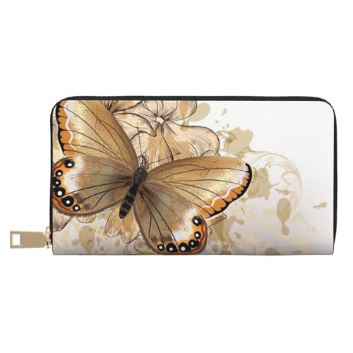 Hgbbdyyjj Floral with Butterfly Premium Long Wallet for Men and Women - Zip Wallet in Pu Leather with 12 Card Slots and Coin Pocket von Hgbbdyyjj