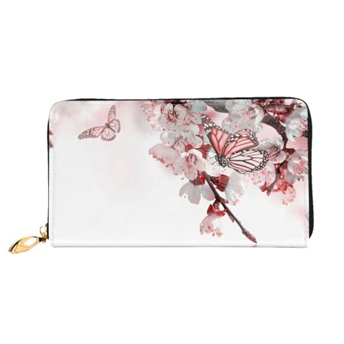 Hgbbdyyjj Flower Butterfly Premium Long Wallet für Damen und Herren - Geldbörse mit Reißverschluss aus PU-Leder mit 12 Kartenfächern und Münzfach von Hgbbdyyjj