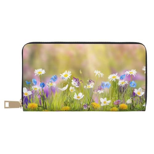 Hgbbdyyjj Flower Premium Long Wallet für Damen und Herren - Geldbörse mit Reißverschluss aus PU-Leder mit 12 Kartenfächern und Münzfach von Hgbbdyyjj