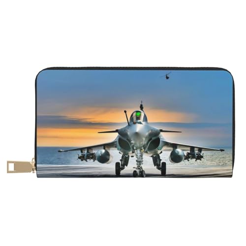 Hgbbdyyjj Flugzeug Premium Lange Geldbörse für Damen und Herren - Reißverschluss Geldbörse aus PU-Leder mit 12 Kartenfächern und Münzfach von Hgbbdyyjj