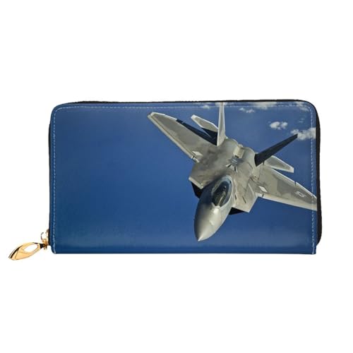 Hgbbdyyjj Flying Airplane Premium Long Wallet für Damen und Herren - Geldbörse mit Reißverschluss aus PU-Leder mit 12 Kartenfächern und Münzfach von Hgbbdyyjj