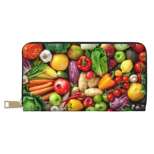 Hgbbdyyjj Fresh Fruits and Vegetables Premium Long Wallet for Men and Women - Zip Wallet in Pu Leather with 12 Card Slots and Coin Pocket von Hgbbdyyjj