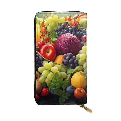 Hgbbdyyjj Fresh Fruits and Vegetables Premium Long Wallet for Women - Pu Leather Zip Around Purse with 12 Card Slots & Coin Pocket von Hgbbdyyjj