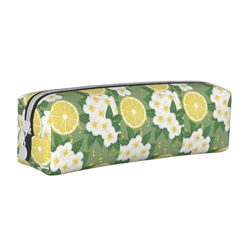 Hgbbdyyjj Fresh Lemon Federmäppchen aus gekreuztem PVC-Leder – bedruckter Reißverschluss-Organizer für Stifte und kleine Gegenstände, weiß, Einheitsgröße, Taschen-Organizer von Hgbbdyyjj