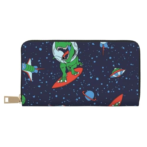 Hgbbdyyjj Funny Astronaut Rocket Premium Long Wallet für Damen und Herren - Geldbörse mit Reißverschluss aus PU-Leder mit 12 Kartenfächern und Münzfach von Hgbbdyyjj