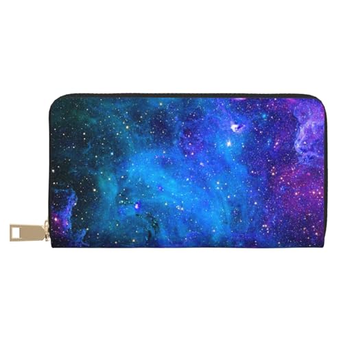 Hgbbdyyjj Galaxy Premium Long Wallet für Damen und Herren - Geldbörse mit Reißverschluss aus PU-Leder mit 12 Kartenfächern und Münzfach von Hgbbdyyjj
