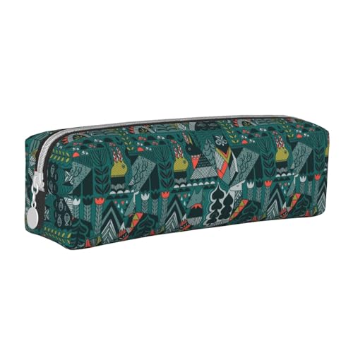 Hgbbdyyjj Green Animals Federmäppchen aus PVC-Leder mit gekreuztem Muster, mit Reißverschluss, Organizer für Stifte und kleine Gegenstände, weiß, Einheitsgröße, Taschen-Organizer von Hgbbdyyjj