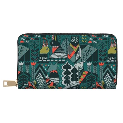 Hgbbdyyjj Green Animals Premium Long Wallet für Damen und Herren - Geldbörse mit Reißverschluss aus PU-Leder mit 12 Kartenfächern und Münzfach von Hgbbdyyjj