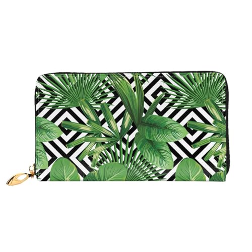 Hgbbdyyjj Green Leaves of Palm Tree Tropical Plant Premium Long Wallet for Men and Women - Zip Wallet in Pu Leather with 12 Card Slots and Coin Pocket von Hgbbdyyjj