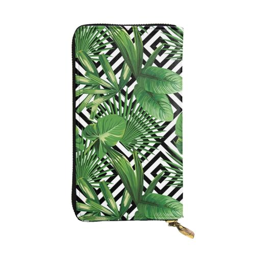Hgbbdyyjj Green Leaves of Palm Tree Tropical Plant Premium Long Wallet for Women - Pu Leather Zip Around Purse with 12 Card Slots & Coin Pocket von Hgbbdyyjj