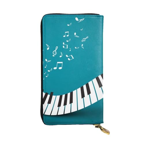 Hgbbdyyjj Grüne und weiße Klaviertasten-Premium-Geldbörse für Damen – PU-Leder mit Reißverschluss und 12 Kartenfächern und Münzfach von Hgbbdyyjj